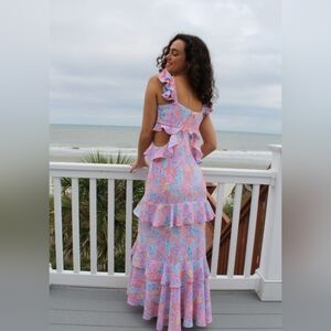 Simply Southern Pink and Blue Floral Maxi Dress